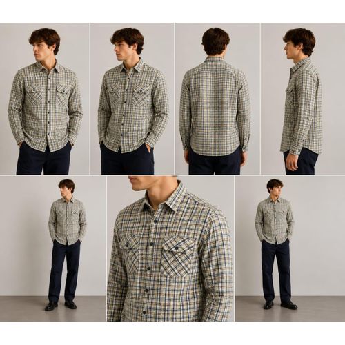 Chemise Casual en Flanelle Légère à Carreaux