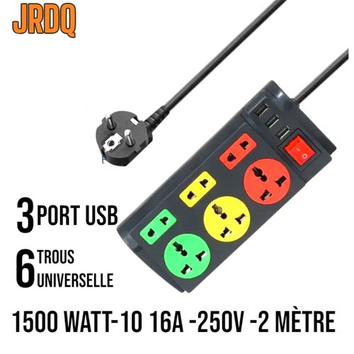 Rallonge Multiprise 6 Trous 3 Port Usb