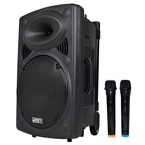 Haut-Parleur Portable Rechargeable Trolley JR-3015 Avec Microphones Sans Fil VHF - Noir
