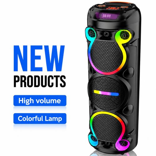 Sing-ZQS6302 Enceinte Bluetooth Portable avec Microphone, 3 Haut-Parleurs de 6, 3 × 25 W, Batterie 5000 mAh, Éclairage LED RGB, Télécommande, Super Bass, Enceinte Karaoké pour Fêtes et Maison