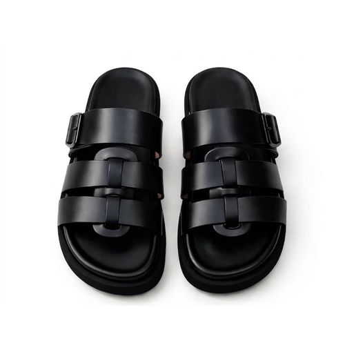 Sandales En Cuir Noir Pour Homme – Style Tressé Moderne & Confort Absolu