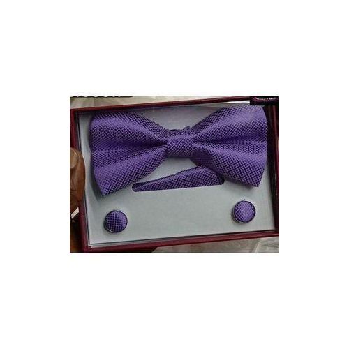 Coffret Nœud Papillon + Pochette + Bouton De Manchettes - Violet