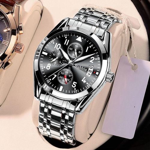 Montre de Luxe Homme Style Pilote Professionnelle, Montre à Quartz à Cadran Bleu avec Date + Outil de Réglage Gratuit