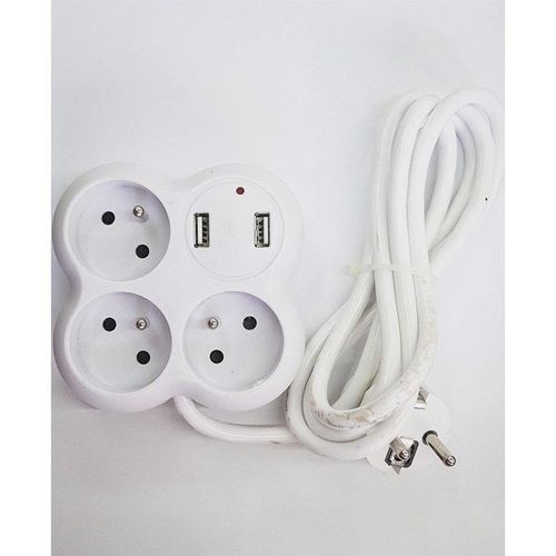 Rallonge Multiprise 3 Trous Et 2 PORT USB 10 Mètres