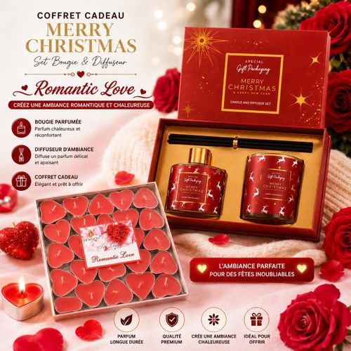 Coffret Cadeau Bougie & Diffuseur d’Ambiance – Set Parfumé Décoratif – Idée Cadeau