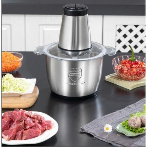 Hachoir à viande électrique en acier inoxydable de 2 litres, à usage domestique, multifonction, avec mélange automatique, robot ménager compact