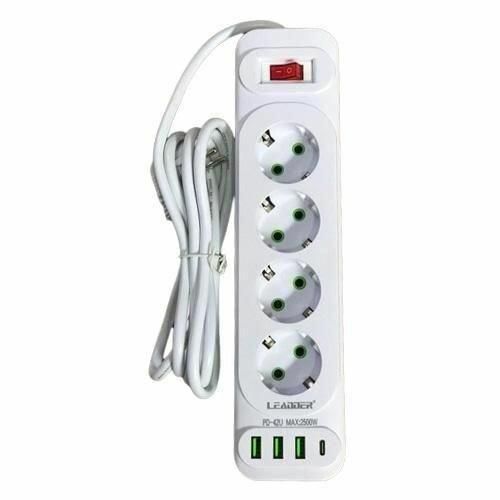 Multiprises/Rallonge - Prises 4 Ports Interrupteur, 3 Ports USB, 1 Port Type-C / 2 Mètres