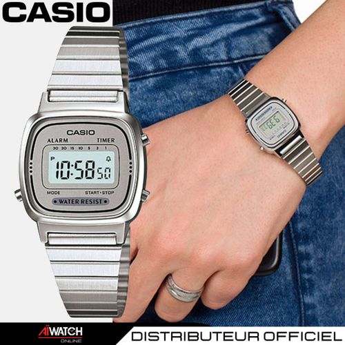 Montre Femme - LA670WA-7DF - Bracelet En Acier Inoxydable - Affichage Numérique - Résistant à L'eau