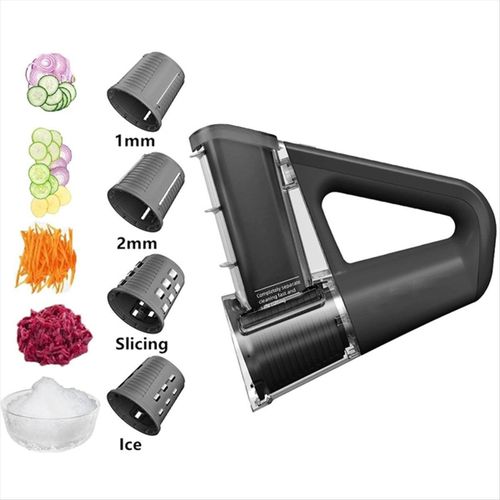 Râpe à Fromage Électrique Portable avec 4 Formes de Lames Différentes Trancheuse Rotative Électrique Râpe