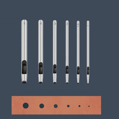 6 pièces en cuir trou poinçonnage outils en acier creux rond trou poinçonnage - tranchants, coupes rondes durables pour bracelets de montre, ceinture, papier
