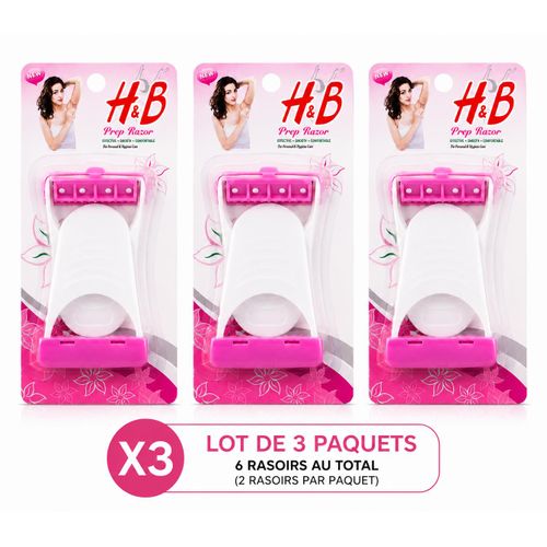 Lot de 06 Rasoirs Femme Prep Razor – Rasoir de Précision 1 Lame – Épilation Douce Corps, Aisselles & Maillot – Rose