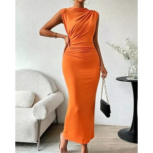 Robe ajustée pour femmes à la mode avec fente arrière et jupe longue en tricot, Robes de soirée, Robes de fête