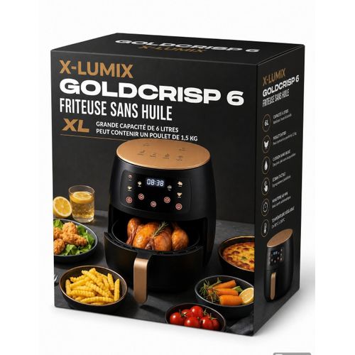 Friteuse Sans Huile XL 6L GoldCrisp 6 – Air Fryer Digital Écran Tactile,Cuisinez Sain, Simple & Rapide