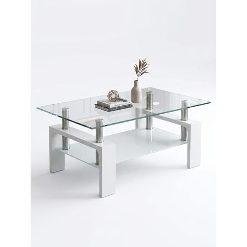 tables basses rectangle plateau en vitre/100x60x45