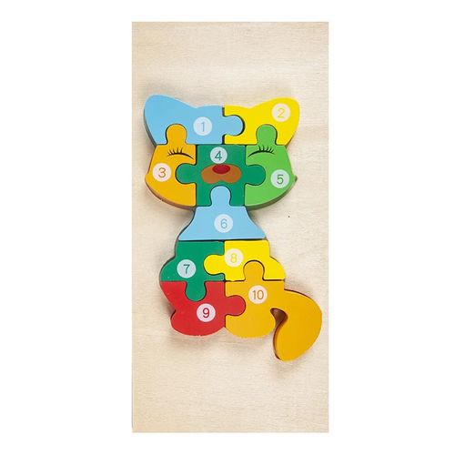 Planche De Puzzle 3D En Bois Pour Enfants "CHAT