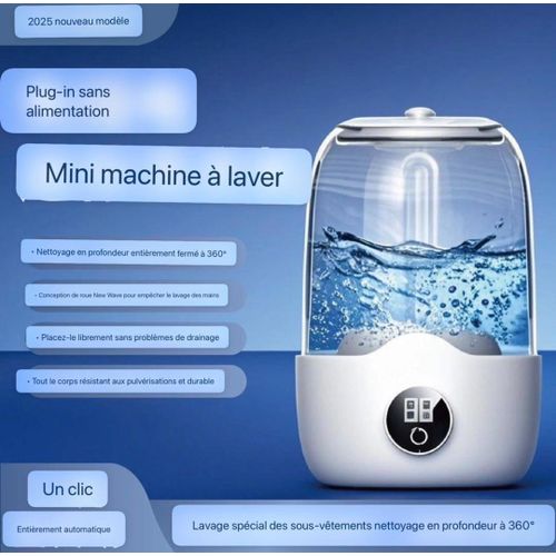 Mini machine à laver portable rechargeable sans fil, 20 lavages par charge, idéale pour les vêtements de bébé, les sous-vêtements, le camping et les voyages en camping-car