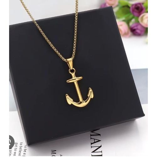 Longue Chaine Homme pendentif Arc de bateau 60cm , Doré idéal cadeau pour saint valentin, anniversaire, mariage