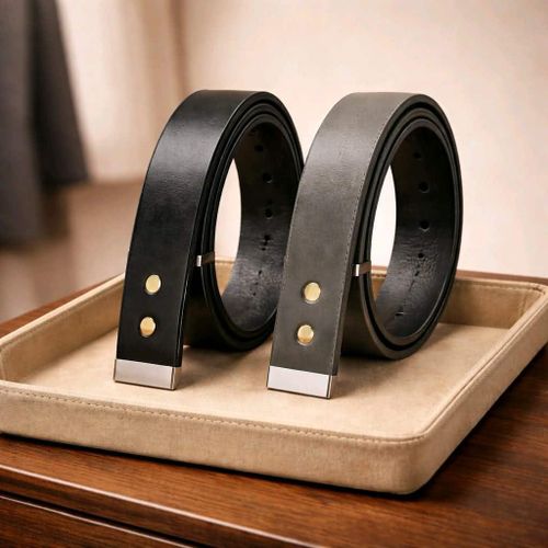 Ensemble 2Ceintures En Cuir Simili - Noir-BLANC