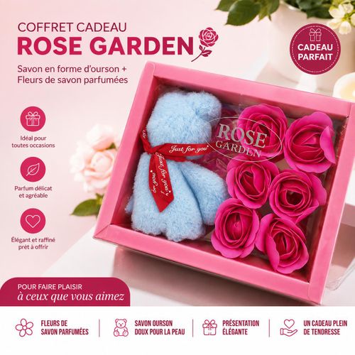 Coffret Cadeau Rose Garden – Savon Fleur Rose & Ours en Peluche Catégorie recommandée :