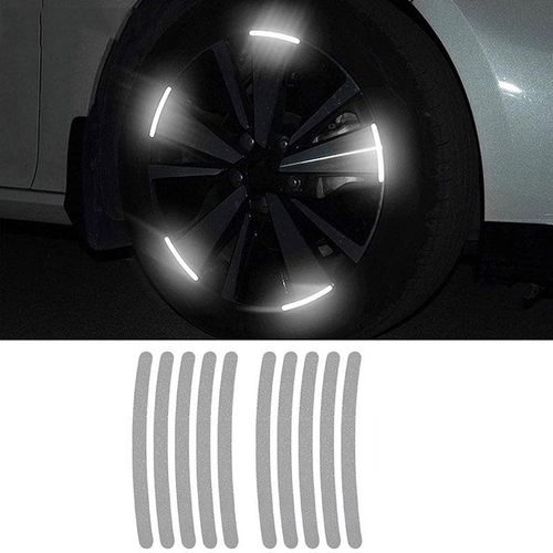 20pcs /Set Car Wheel Reflective Stickers 3D Personal Decoration Tire Warning Stickers(Silver White)