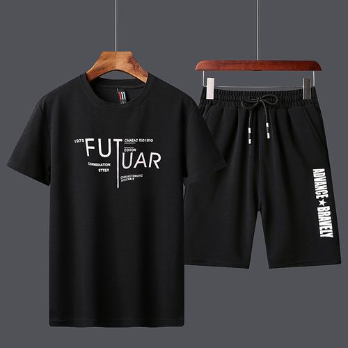 Hommes T-shirt Shorts Costume - Noir