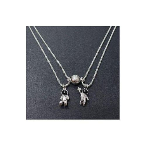 Collier de Bijoux Fins Magnétique pour Hommes Chaîne Amoureux Couple Argentée