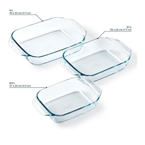 Lot de 3 Plats à Four Irresistible – Verre Borosilicate