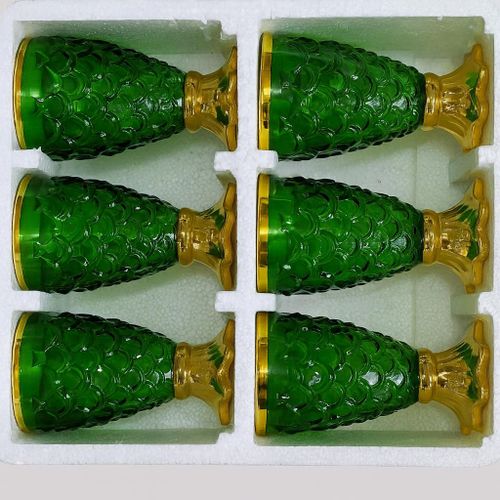 Verre à EAU/JUS Lot De 6 Verre. Vert à la doré
