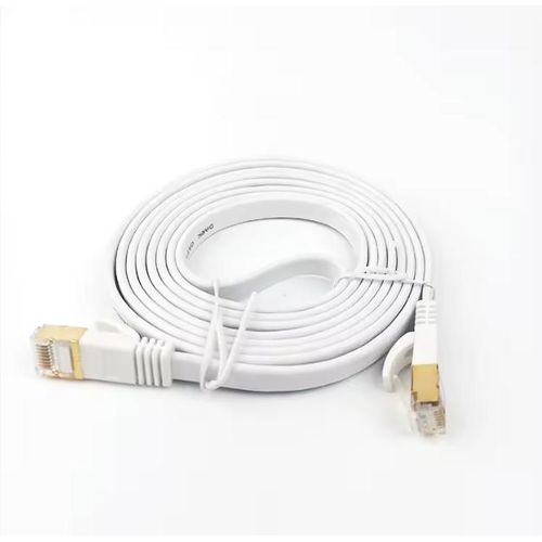 Câble Ethernet CAT6E plat, connecteurs RJ45 plaqués or, cordon de raccordement réseau LAN Internet 1m, câble réseau LAN Cat6 tressé 1 mètre, câble réseau haute vitesse 1Gbps pour routeur, PC, PS4, jeux vidéo et Smart TV (Blanc)