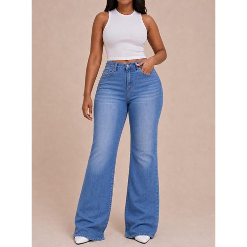 Pantalon jeans Cargo Dame - Bleu Ciel