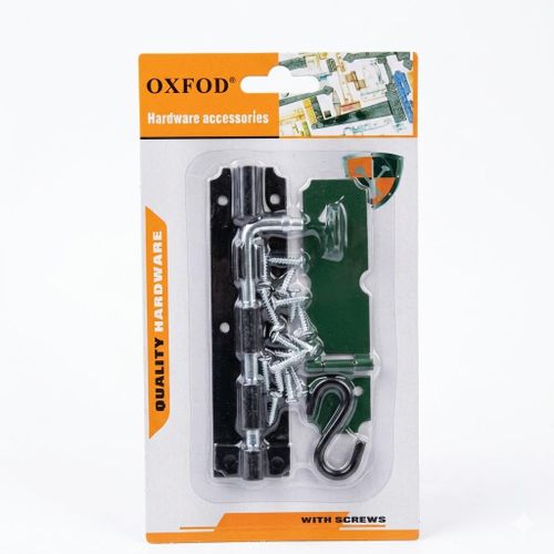 KIT DE SÉCURITÉ OXFOD : Verrou à Gâchette, Charnière et Crochet S – Ensemble Complet avec Vis pour Portes et Portails