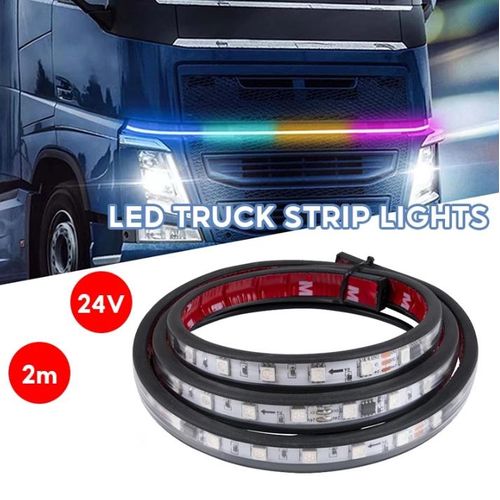 Bande lumineuse LED 24 V pour hayon de camion, stroboscope, bande décorative flexible, feux de signalisation pour remorque, camping-car, fourgon, bus, camion, caravane - 2 m / 6,56 pi