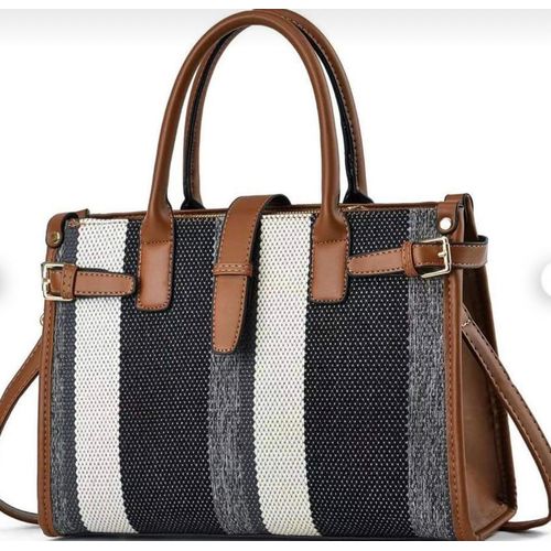 Sac à Main Cabas Élégant pour Femme – Motif Rayé Chic avec Bandoulière