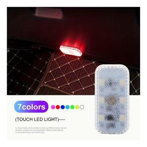 Mini éclairage intérieur de voiture sans fil à LED tactile, 7 couleurs -2PCS