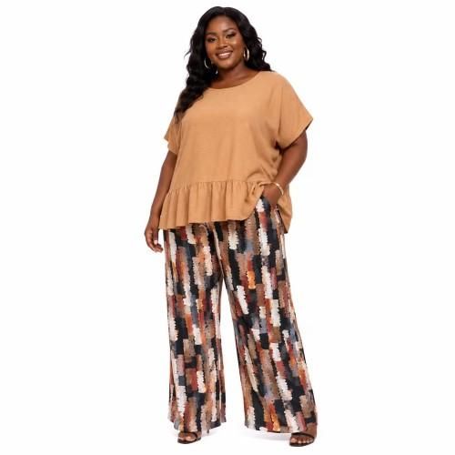 Ensemble Blouse Volantée & Pantalon Imprimé Multicolore - Multicolore