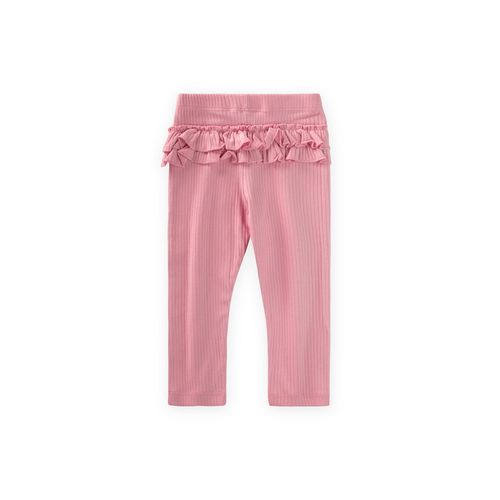 Leggings Bébé côtelés à volants au dos - Pêche
