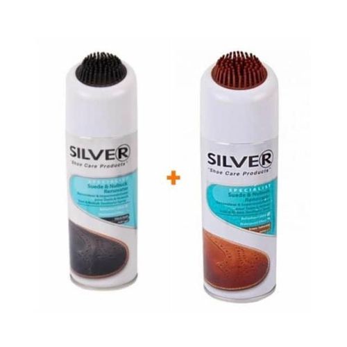 Kit d'Entretien Daim et Nubuck SILVER (Lot de 2 Sprays) - Teintes Noir + Marron Rénovateur & Imperméabilisant