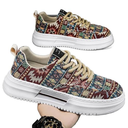 Baskets en toile florale pour hommes, style urbain, chaussures de sport décontractées, respirantes et durables