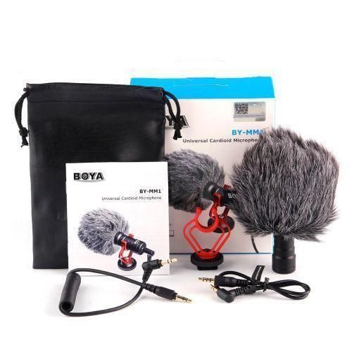 Boya BY-MM1 Stabilisateur De Poignée Support Et Mini Cardioid Microphone (Noir)