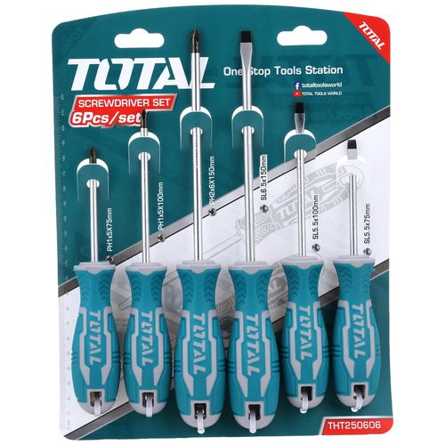 Jeu De 6 Tournevis Professionnels En Acier Cr-V (THT250606) - Têtes Magnétiques & Manches Soft Grip