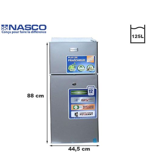 Refrigerateur – Knasf2-210 - 125 Lt (81Lt+44Lt) / Avec Cle / Argent / 220-240V - Garantie 12 Mois