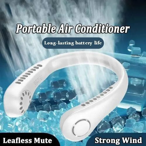 Nouveau Ventilateur de col rechargeable Portable 360 ° Ventilateur rotatif - Blanc