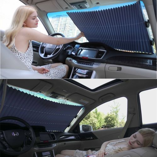 Pare-soleil Rétractable Automobile écran Solaire Isolation Thermique Pliage Automatique Pare-brise Avant Pare-soleil Rideau De Voiture Blackout Barrière Lumineuse - 70cm