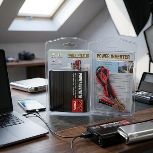 Convertisseur Solaire et Voiture ZYY 200W – Inverter DC 12V à AC 220V Pour Ordinateur Portable, Téléphone et Petits Électroménagers