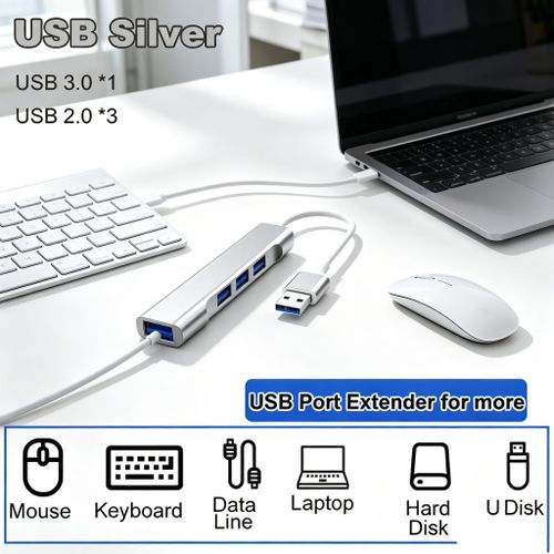 Adaptateur USB HUB 3 0 - OTG - 4 Ports - Gris