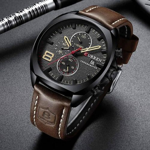 Curren Bracelet De Montre Pour Homme, Date, Affaires, Sous-cadran à Six Aiguilles -