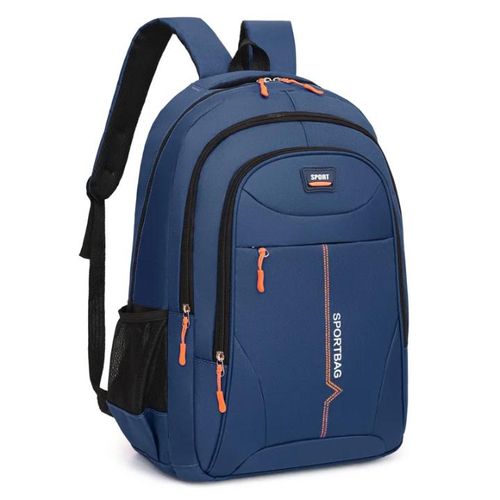 Sportbag - Sac à Dos Ergonomique Multi-Compartiments - Bleu Marine & Détails Orange