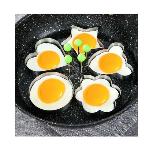 Lot de 5 cercles à œufs en acier inoxydable - Moules à pancakes antiadhésifs pour cuire œufs et omelettes - Gadgets de cuisine durables et accessoires de cuisson