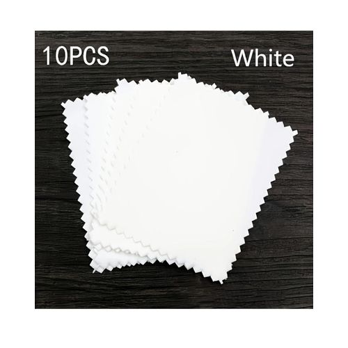 Lot de 10 chiffons de nettoyage pour bijoux de qualité supérieure, chiffons de polissage pour argent emballés individuellement, pour argent sterling, or, laiton, argenterie, pièces, bagues, montres et plus (blanc, 6 x 8 cm)