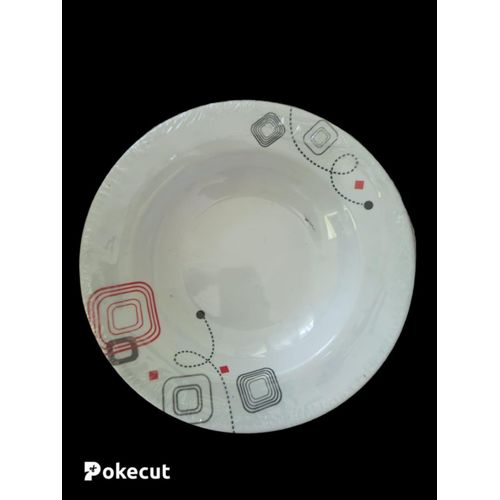 * Lot de 6 Assiettes en Plastique Rigide–Blanc avec Motifs – Légères et Résistantes